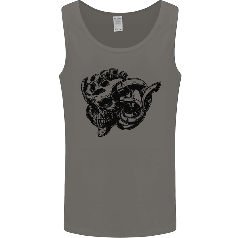 Turbo Skull Car Enthusiast Engine Drifting Mens Vest Tank Top Charcoal