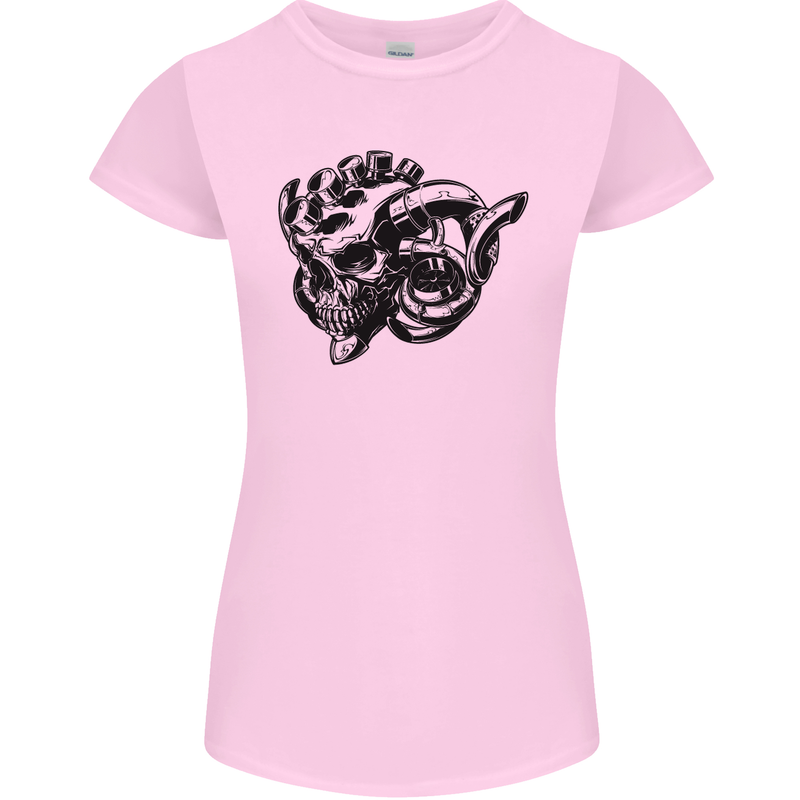 Turbo Skull Car Enthusiast Engine Drifting Womens Petite Cut T-Shirt Light Pink