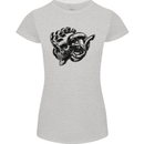 Turbo Skull Car Enthusiast Engine Drifting Womens Petite Cut T-Shirt Sports Grey