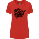 Turbo Skull Car Enthusiast Engine Drifting Womens Wider Cut T-Shirt Red