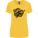 Turbo Skull Car Enthusiast Engine Drifting Womens Wider Cut T-Shirt Yellow
