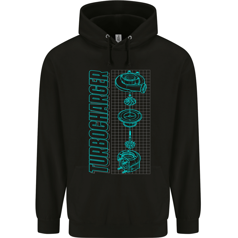 Turbocharger Schematics Muscle Car Drift Mens Hoodie Black