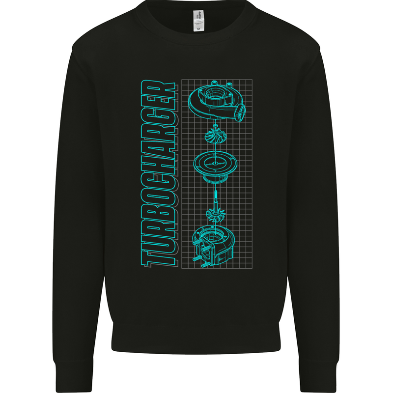 Turbocharger Schematics Muscle Car Drift Mens Sweatshirt Jumper Black
