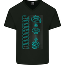 Turbocharger Schematics Muscle Car Drift Mens V-Neck Cotton T-Shirt Black