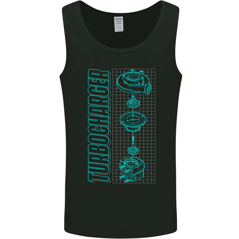 Turbocharger Schematics Muscle Car Drift Mens Vest Tank Top Black