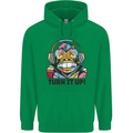 Turn It Up Monkey DJ Headphones Music Childrens Kids Hoodie Irish Green