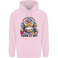 Turn It Up Monkey DJ Headphones Music Childrens Kids Hoodie Light Pink