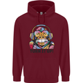 Turn It Up Monkey DJ Headphones Music Childrens Kids Hoodie Maroon