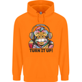 Turn It Up Monkey DJ Headphones Music Childrens Kids Hoodie Orange