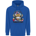 Turn It Up Monkey DJ Headphones Music Childrens Kids Hoodie Royal Blue