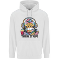Turn It Up Monkey DJ Headphones Music Childrens Kids Hoodie White
