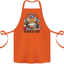 Turn It Up Monkey DJ Headphones Music Cotton Apron 100% Organic Orange