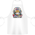 Turn It Up Monkey DJ Headphones Music Cotton Apron 100% Organic White