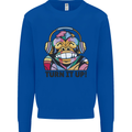 Turn It Up Monkey DJ Headphones Music Kids Sweatshirt Jumper Royal Blue