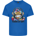 Turn It Up Monkey DJ Headphones Music Kids T-Shirt Childrens Royal Blue