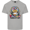 Turn It Up Monkey DJ Headphones Music Kids T-Shirt Childrens Sports Grey