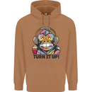 Turn It Up Monkey DJ Headphones Music Mens 80% Cotton Hoodie Caramel Latte