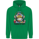 Turn It Up Monkey DJ Headphones Music Mens 80% Cotton Hoodie Irish Green