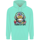 Turn It Up Monkey DJ Headphones Music Mens 80% Cotton Hoodie Peppermint