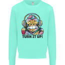 Turn It Up Monkey DJ Headphones Music Mens Sweatshirt Jumper Peppermint