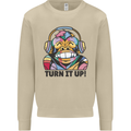 Turn It Up Monkey DJ Headphones Music Mens Sweatshirt Jumper Sand