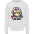 Turn It Up Monkey DJ Headphones Music Mens Sweatshirt Jumper White
