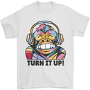 Turn It Up Monkey DJ Headphones Music Mens T-Shirt 100% Cotton White