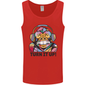 Turn It Up Monkey DJ Headphones Music Mens Vest Tank Top Red