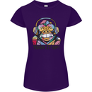 Turn It Up Monkey DJ Headphones Music Womens Petite Cut T-Shirt Purple