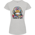 Turn It Up Monkey DJ Headphones Music Womens Petite Cut T-Shirt Sports Grey