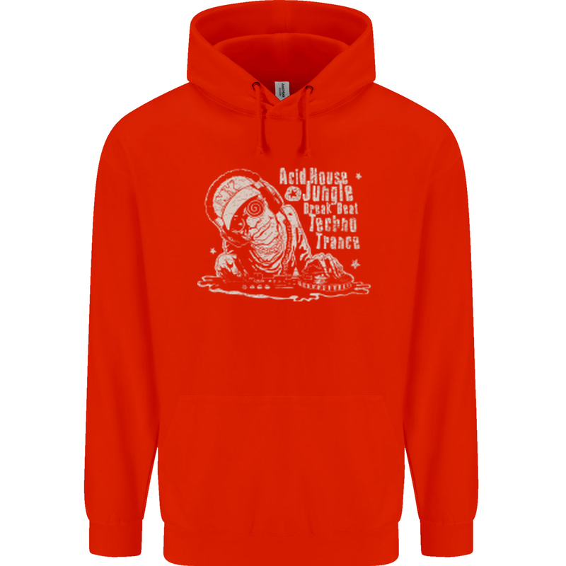 Twisted DJ Decks Vinyl DJing Acid House Childrens Kids Hoodie Bright Red