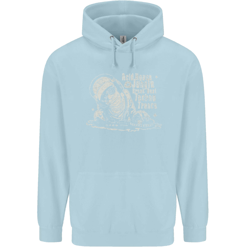 Twisted DJ Decks Vinyl DJing Acid House Childrens Kids Hoodie Light Blue