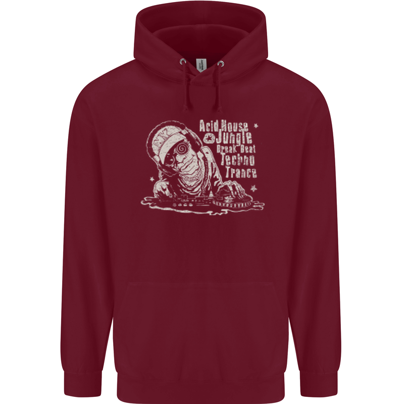 Twisted DJ Decks Vinyl DJing Acid House Childrens Kids Hoodie Maroon
