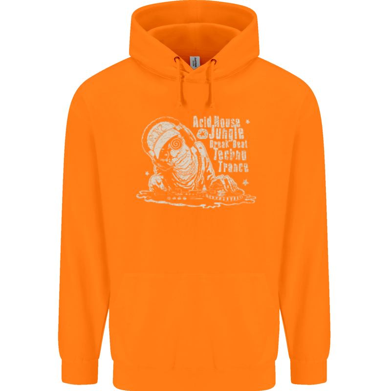 Twisted DJ Decks Vinyl DJing Acid House Childrens Kids Hoodie Orange