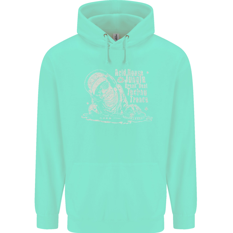 Twisted DJ Decks Vinyl DJing Acid House Childrens Kids Hoodie Peppermint
