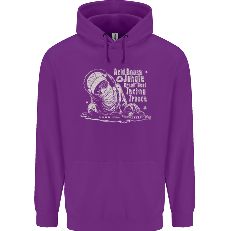 Twisted DJ Decks Vinyl DJing Acid House Childrens Kids Hoodie Purple