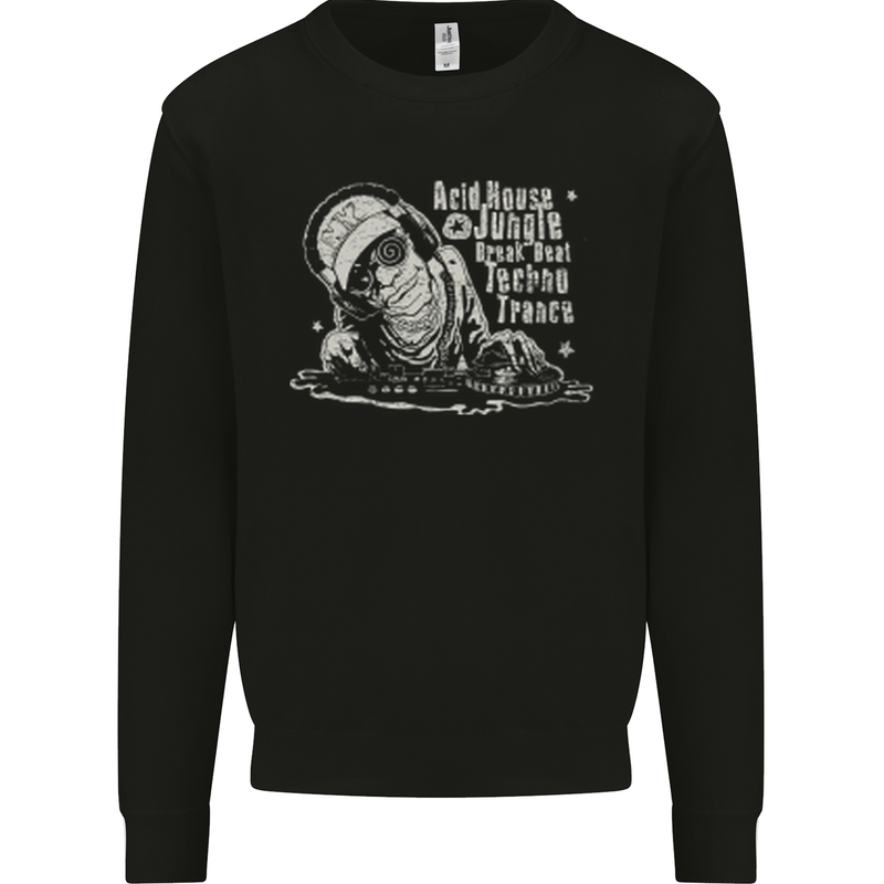 Twisted DJ Decks Vinyl DJing Acid House Kids Sweatshirt Jumper Black