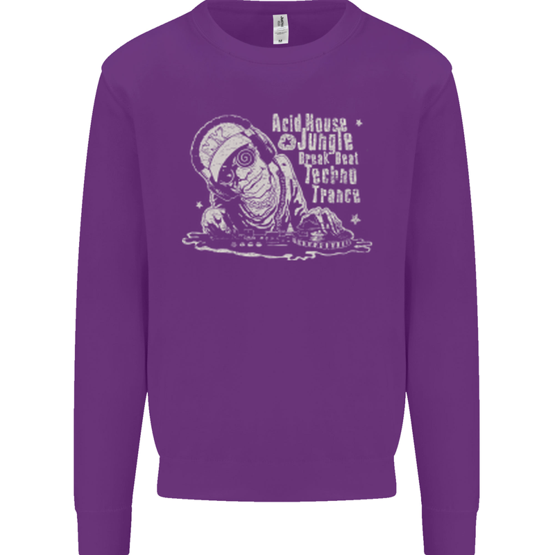 Twisted DJ Decks Vinyl DJing Acid House Kids Sweatshirt Jumper Purple