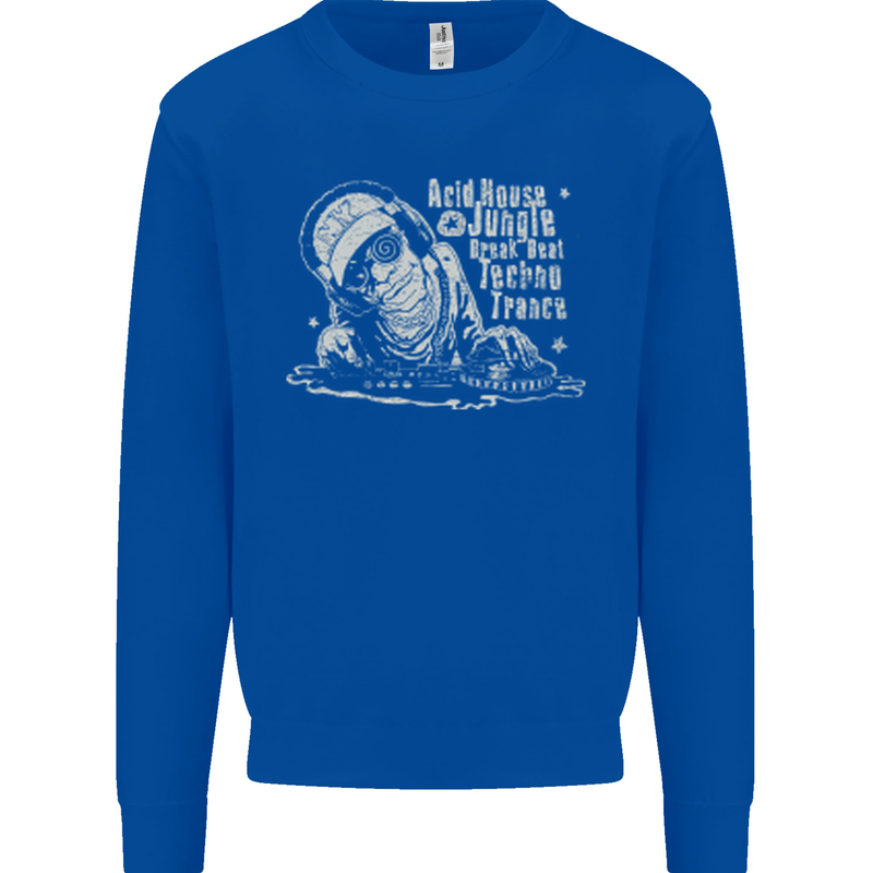 Twisted DJ Decks Vinyl DJing Acid House Kids Sweatshirt Jumper Royal Blue