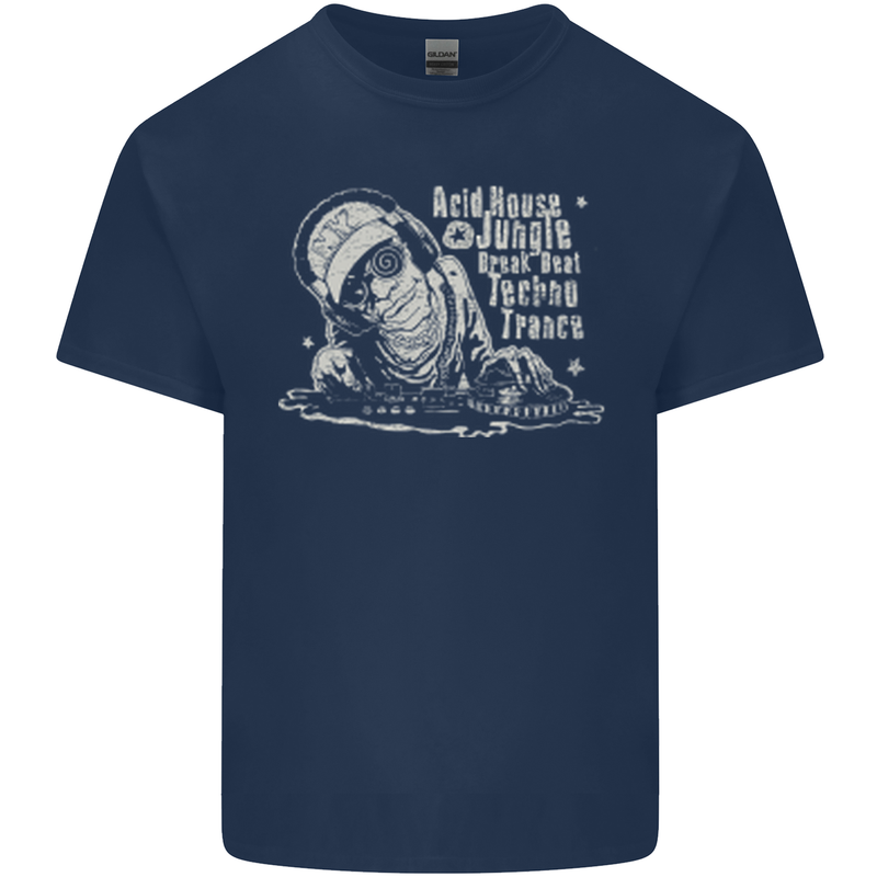 Twisted DJ Decks Vinyl DJing Acid House Kids T-Shirt Childrens Navy Blue