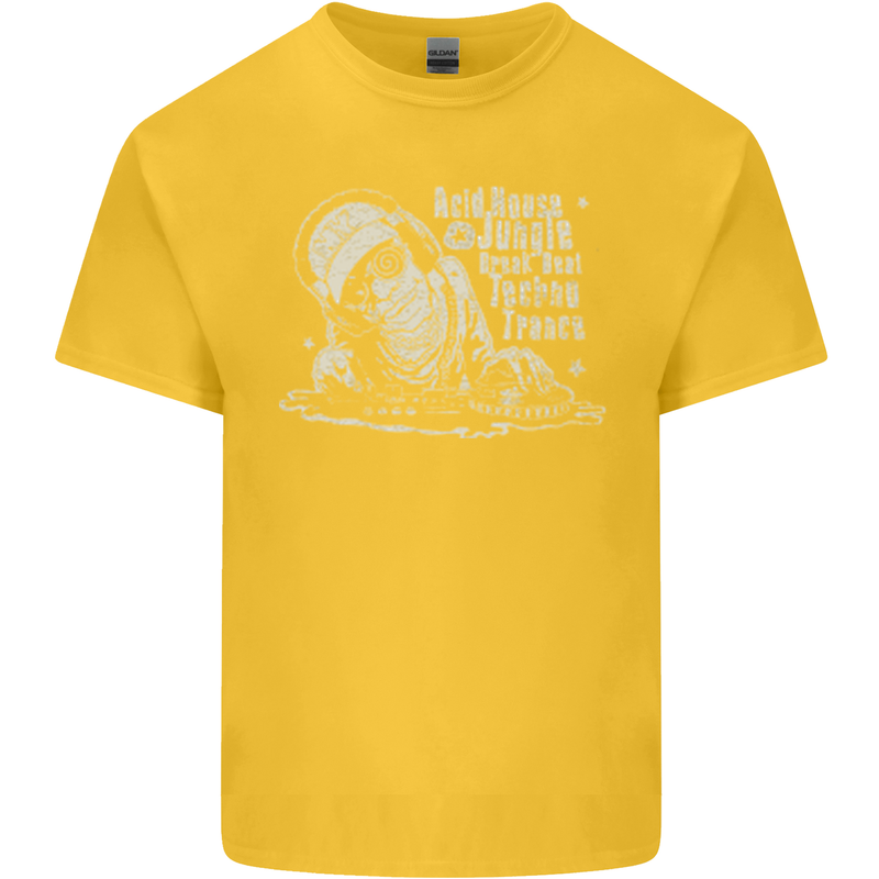 Twisted DJ Decks Vinyl DJing Acid House Kids T-Shirt Childrens Yellow