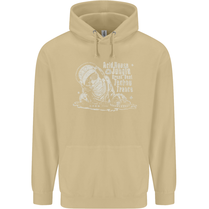 Twisted DJ Decks Vinyl DJing Acid House Mens 80% Cotton Hoodie Sand
