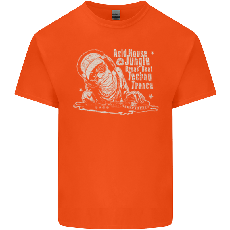 Twisted DJ Decks Vinyl DJing Acid House Mens Cotton T-Shirt Tee Top Orange