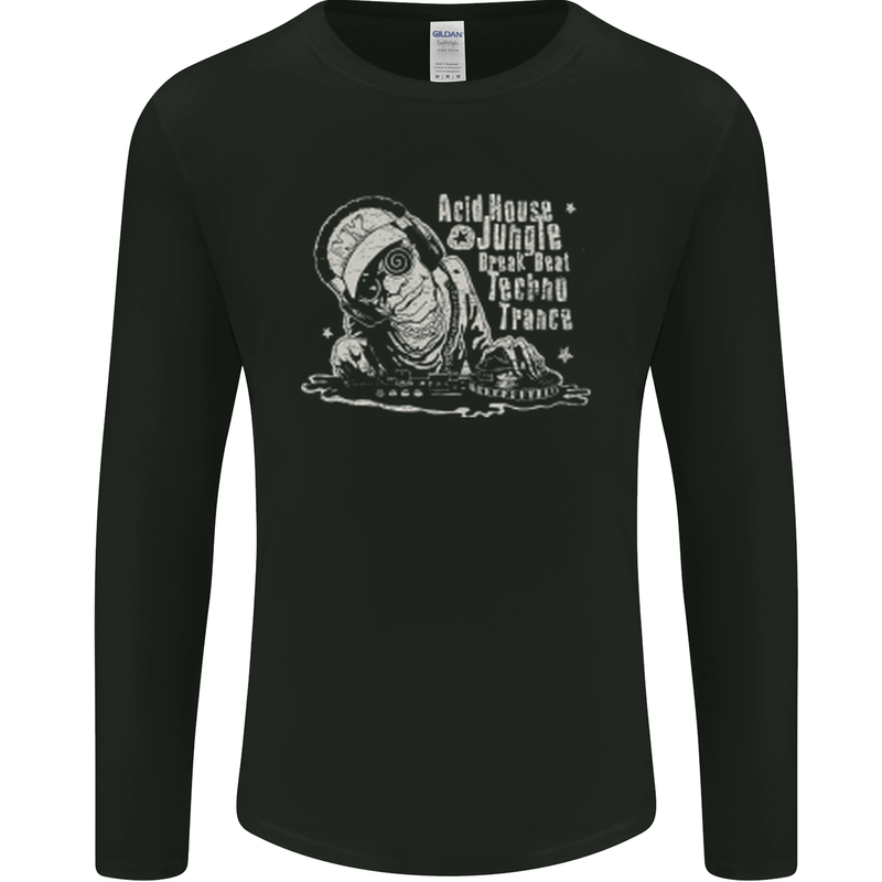 Twisted DJ Decks Vinyl DJing Acid House Mens Long Sleeve T-Shirt Black