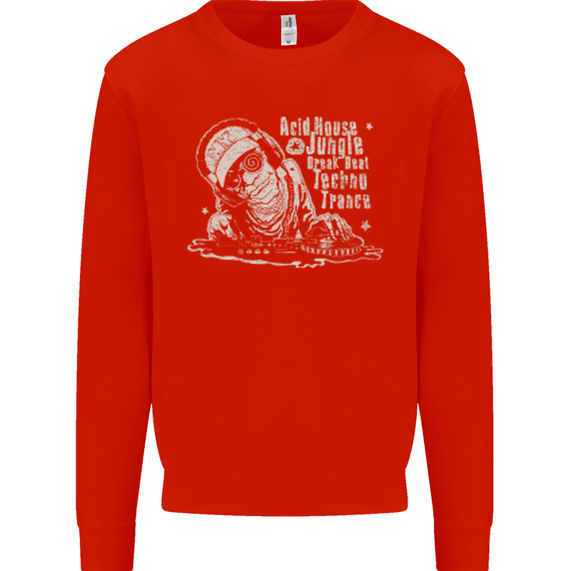 Twisted DJ Decks Vinyl DJing Acid House Mens Sweatshirt Jumper Bright Red