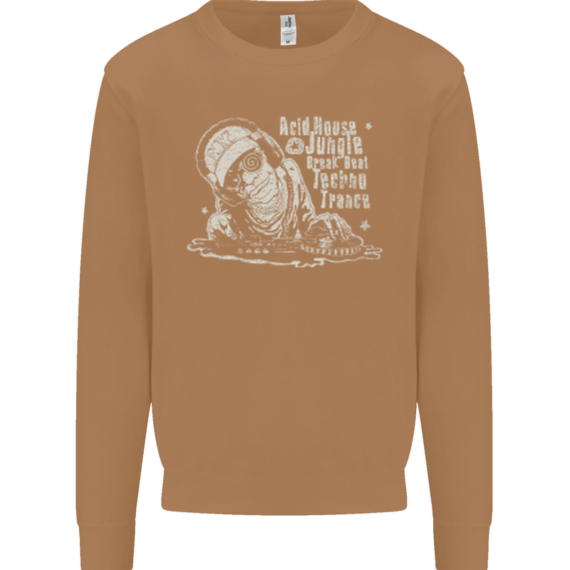 Twisted DJ Decks Vinyl DJing Acid House Mens Sweatshirt Jumper Caramel Latte