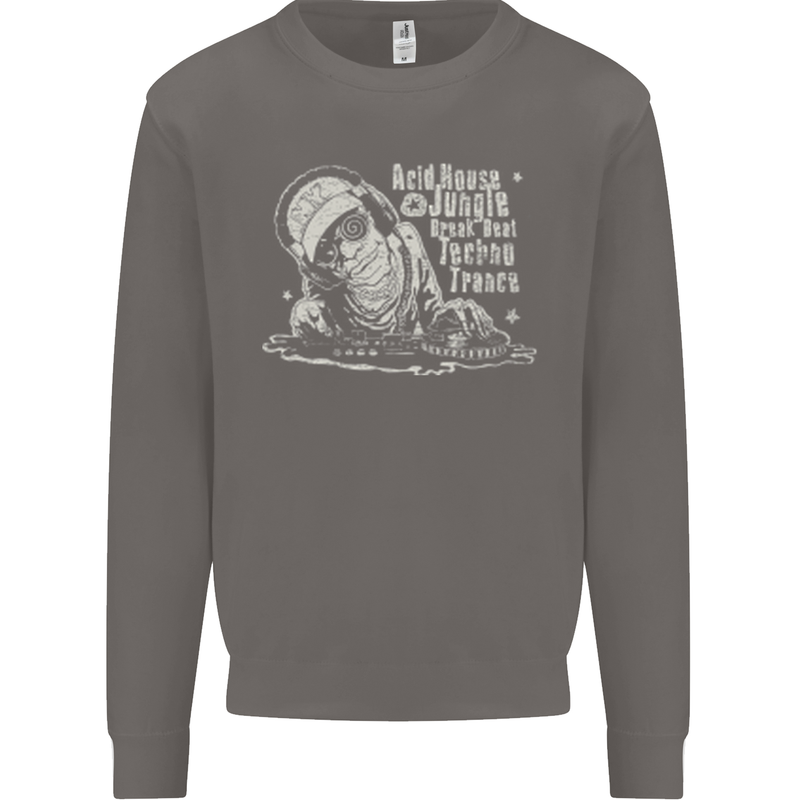 Twisted DJ Decks Vinyl DJing Acid House Mens Sweatshirt Jumper Charcoal
