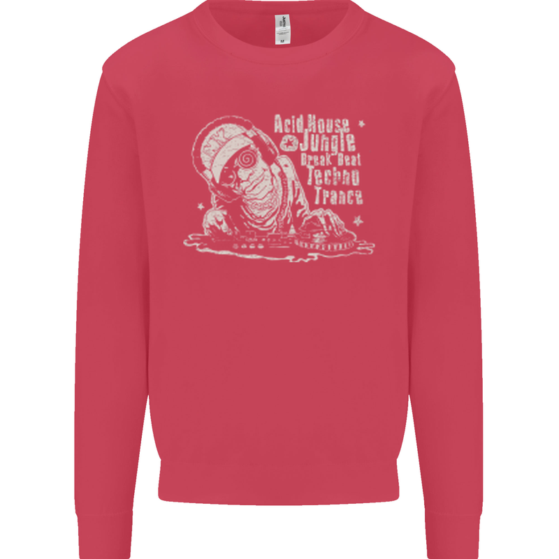 Twisted DJ Decks Vinyl DJing Acid House Mens Sweatshirt Jumper Heliconia