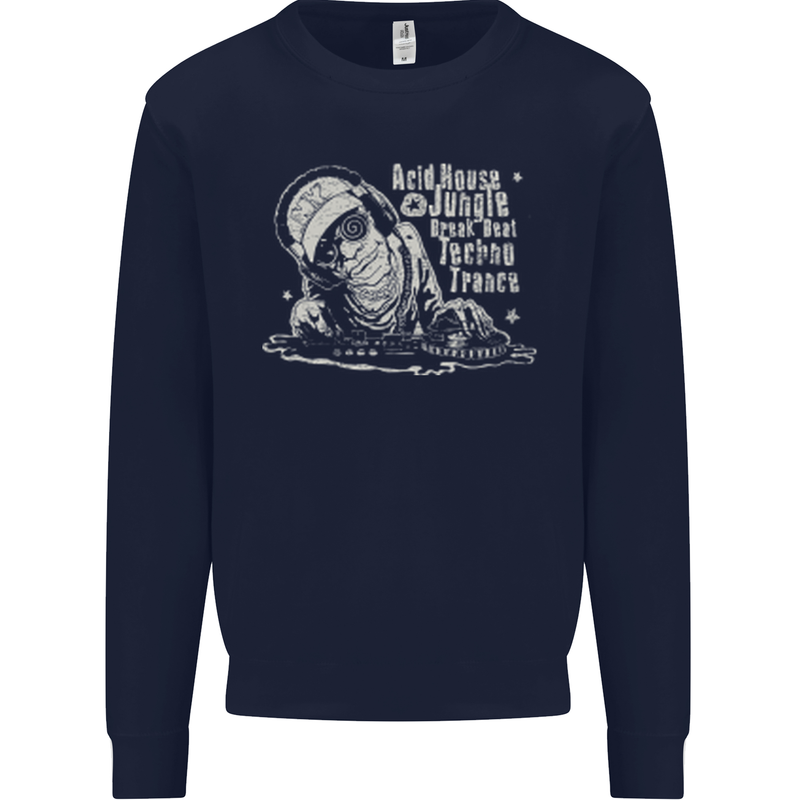 Twisted DJ Decks Vinyl DJing Acid House Mens Sweatshirt Jumper Navy Blue