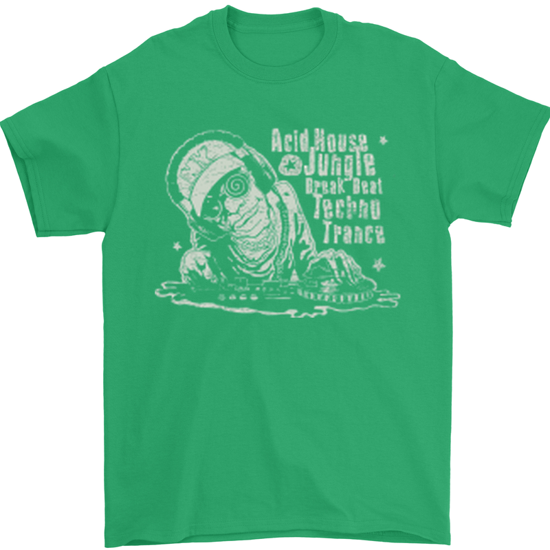 Twisted DJ Decks Vinyl DJing Acid House Mens T-Shirt Cotton Gildan Irish Green